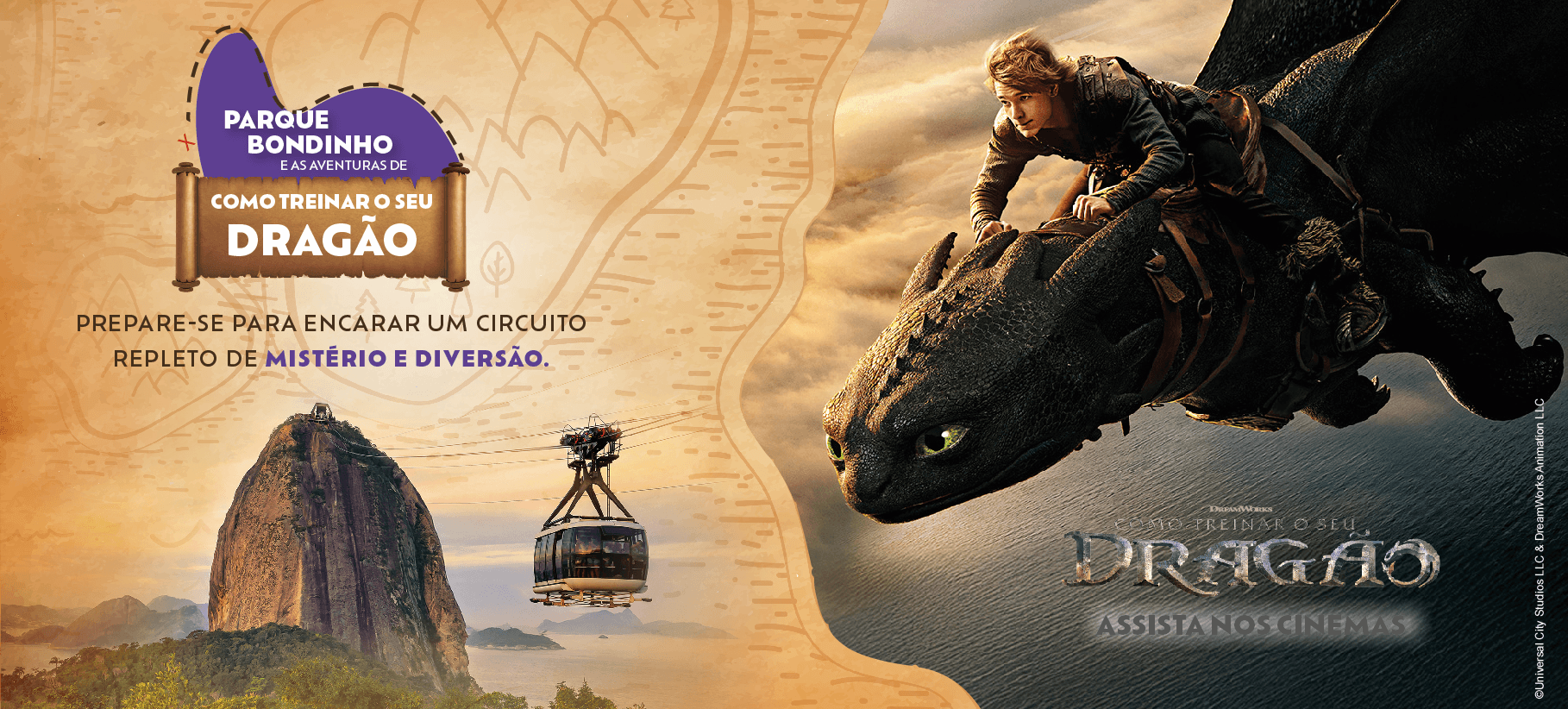 Parque Bondinho Pão Açúcar® e as aventuras de Como Treinar o Seu Dragão